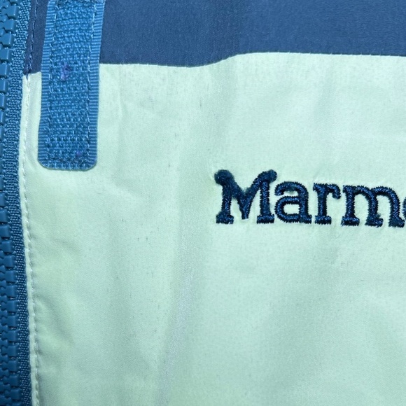 Marmot  Roam Rain Jacket Women’s Large Green Yellow Hooded Full Zip Waterproof - Picture 6 of 11